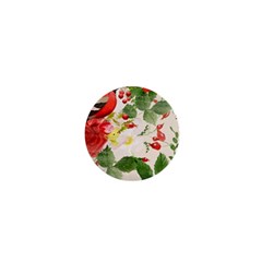 Christmas Bird Floral Berry 1  Mini Buttons by Pakrebo