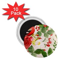 Christmas Bird Floral Berry 1 75  Magnets (10 Pack)  by Pakrebo