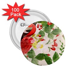 Christmas Bird Floral Berry 2 25  Buttons (100 Pack)  by Pakrebo