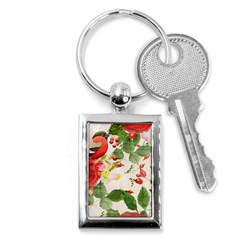 Christmas Bird Floral Berry Key Chains (rectangle)  by Pakrebo