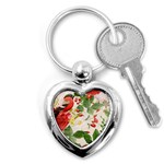 Christmas Bird Floral Berry Key Chains (Heart)  Front