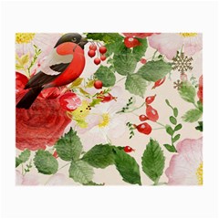 Christmas Bird Floral Berry Small Glasses Cloth by Pakrebo