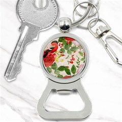 Christmas Bird Floral Berry Bottle Opener Key Chains by Pakrebo