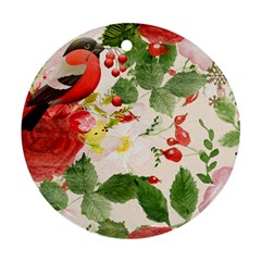 Christmas Bird Floral Berry Round Ornament (two Sides) by Pakrebo