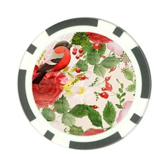 Christmas Bird Floral Berry Poker Chip Card Guard by Pakrebo