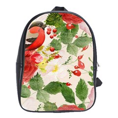 Christmas Bird Floral Berry School Bag (large) by Pakrebo