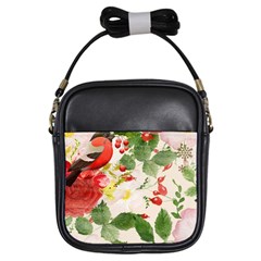 Christmas Bird Floral Berry Girls Sling Bag by Pakrebo