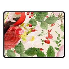 Christmas Bird Floral Berry Fleece Blanket (small) by Pakrebo