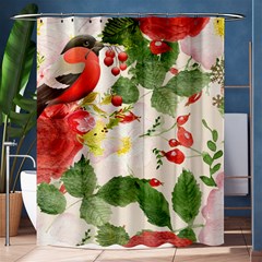 Christmas Bird Floral Berry Shower Curtain 60  X 72  (medium) 