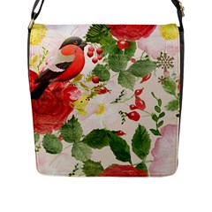 Christmas Bird Floral Berry Flap Closure Messenger Bag (l) by Pakrebo