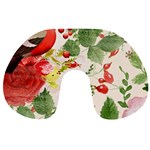 Christmas Bird Floral Berry Travel Neck Pillows Front