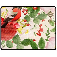 Christmas Bird Floral Berry Double Sided Fleece Blanket (medium)  by Pakrebo