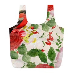 Christmas Bird Floral Berry Full Print Recycle Bag (l) by Pakrebo