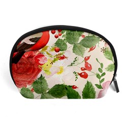 Christmas Bird Floral Berry Accessory Pouch (large) by Pakrebo