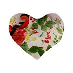 Christmas Bird Floral Berry Standard 16  Premium Flano Heart Shape Cushions Front