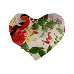 Christmas Bird Floral Berry Standard 16  Premium Flano Heart Shape Cushions Back