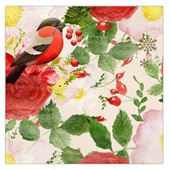 Christmas Bird Floral Berry Large Satin Scarf (square) by Pakrebo