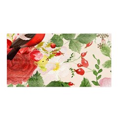 Christmas Bird Floral Berry Satin Wrap by Pakrebo