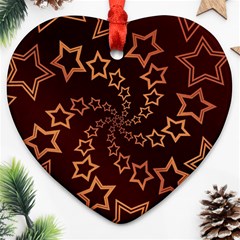 Gold Stars Spiral Chic Background Ornament (heart)