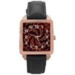 Gold Stars Spiral Chic Background Rose Gold Leather Watch  Front