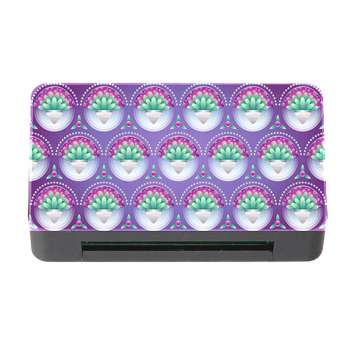 Background Floral Pattern Purple Memory Card Reader with CF