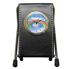 Rainbow Clouds Intimacy Intimate Pen Holder Desk Clock by Pakrebo