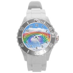 Rainbow Clouds Intimacy Intimate Round Plastic Sport Watch (l)