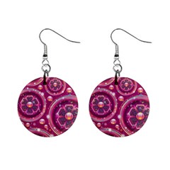 Abstract Background Floral Glossy Mini Button Earrings