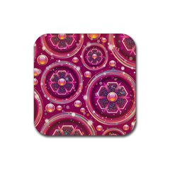 Abstract Background Floral Glossy Rubber Coaster (square) 