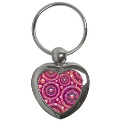 Abstract Background Floral Glossy Key Chains (heart)  by Pakrebo