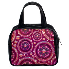 Abstract Background Floral Glossy Classic Handbag (two Sides) by Pakrebo