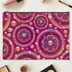 Abstract Background Floral Glossy Cosmetic Bag (xxxl)