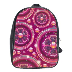 Abstract Background Floral Glossy School Bag (xl) by Pakrebo