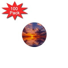 Sunset Dawn Sea Sun Nature 1  Mini Magnets (100 Pack)  by Pakrebo