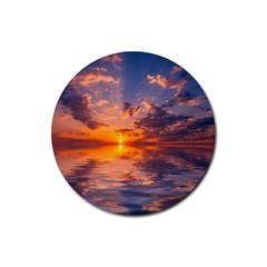 Sunset Dawn Sea Sun Nature Rubber Round Coaster (4 Pack)  by Pakrebo