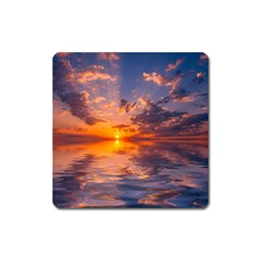 Sunset Dawn Sea Sun Nature Square Magnet by Pakrebo