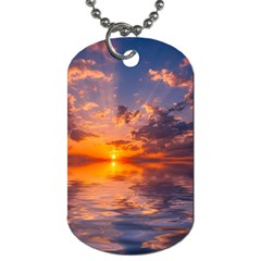 Sunset Dawn Sea Sun Nature Dog Tag (one Side) by Pakrebo