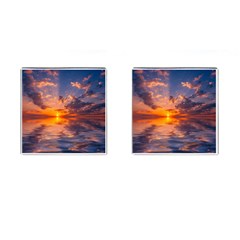 Sunset Dawn Sea Sun Nature Cufflinks (square) by Pakrebo