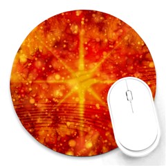 Christmas Star Snow Snowfall Round Mousepads by Pakrebo