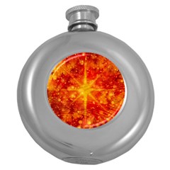 Christmas Star Snow Snowfall Round Hip Flask (5 Oz) by Pakrebo