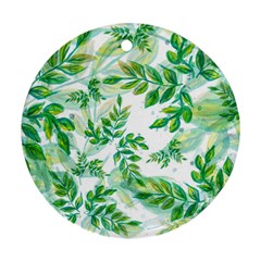 Leaves Green Pattern Nature Plant Ornament (round) by Pakrebo