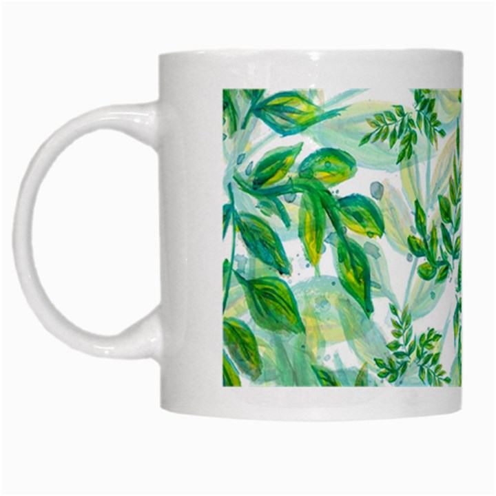 Leaves Green Pattern Nature Plant White Mugs