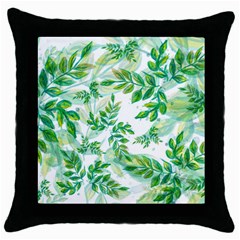 Leaves Green Pattern Nature Plant Throw Pillow Case (black) by Pakrebo