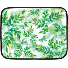 Leaves Green Pattern Nature Plant Double Sided Fleece Blanket (mini)  by Pakrebo