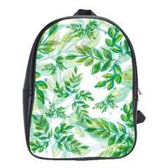 Leaves Green Pattern Nature Plant School Bag (large) by Pakrebo