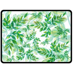 Leaves Green Pattern Nature Plant Fleece Blanket (large)  by Pakrebo