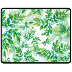 Leaves Green Pattern Nature Plant Fleece Blanket (medium)  by Pakrebo