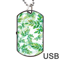 Leaves Green Pattern Nature Plant Dog Tag Usb Flash (two Sides) by Pakrebo