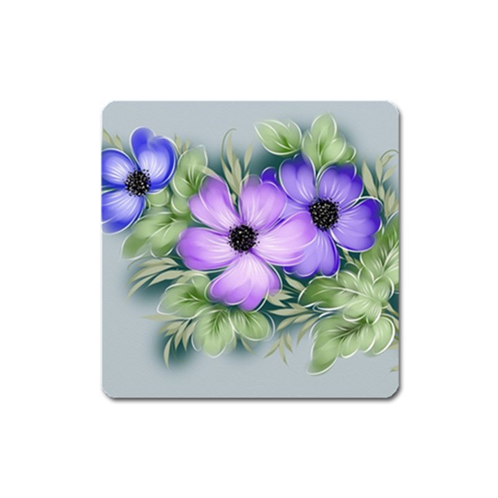 Flowers Vector Illustration Figure Square Magnet