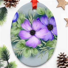 Flowers Vector Illustration Figure Oval Ornament (two Sides) by Pakrebo